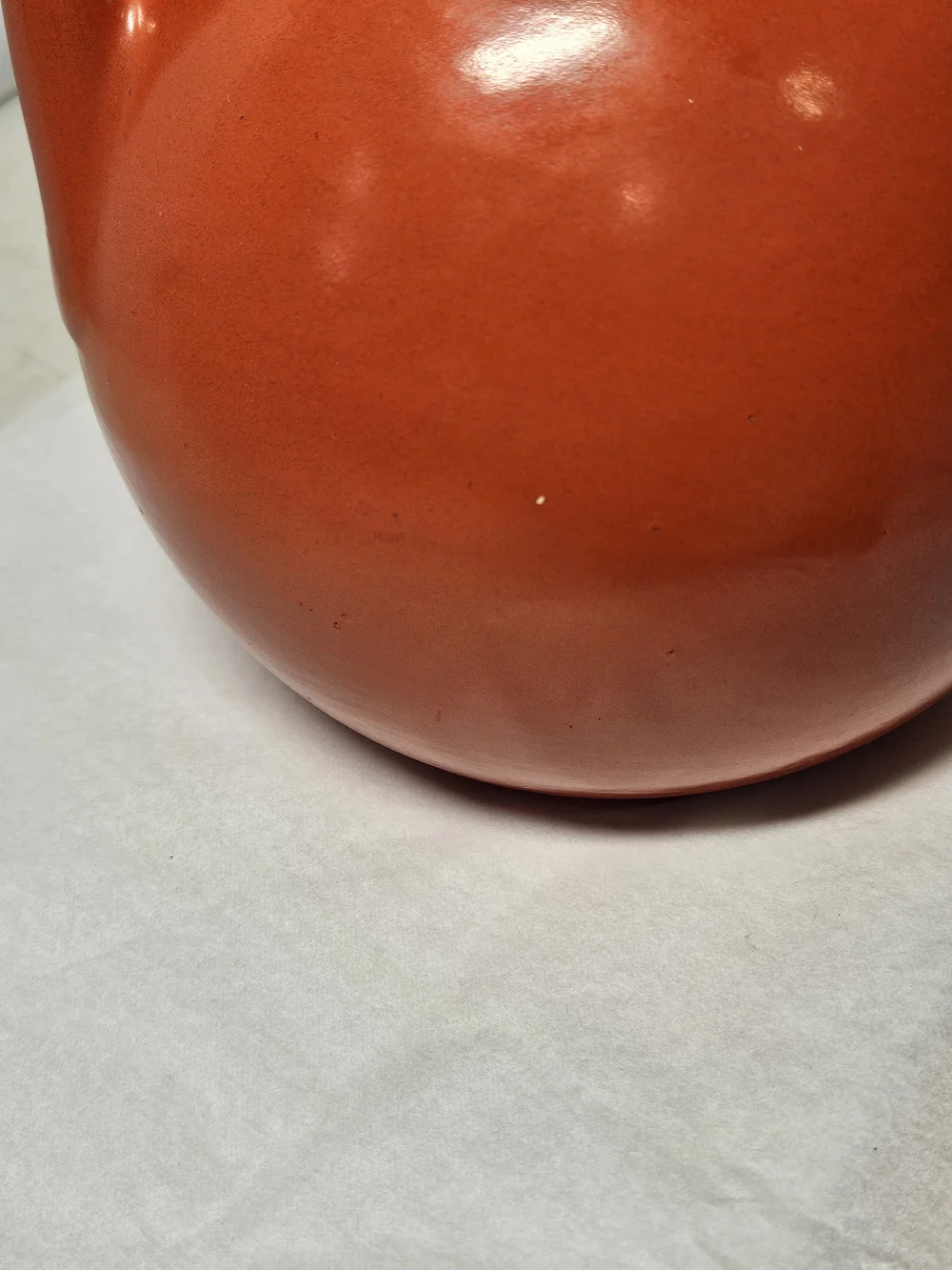 Vintage Orange Ceramic Pottery Pitcher Tilt Ball  Jug